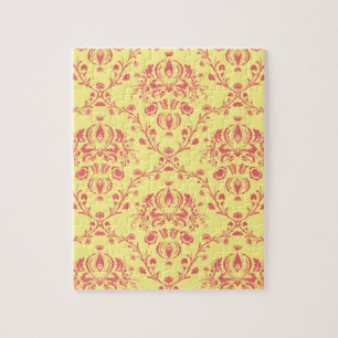 Butter and Cranberry Damask Jigsaw Puzzle