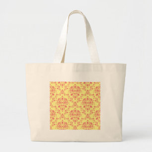 Butter and Cranberry Damask Large Tote Bag