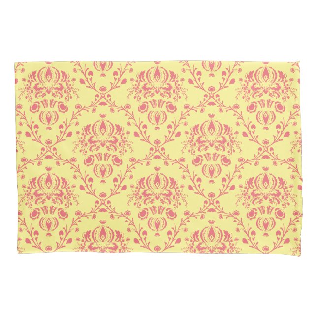 Butter and Cranberry Damask Pillowcase (Front-Left)