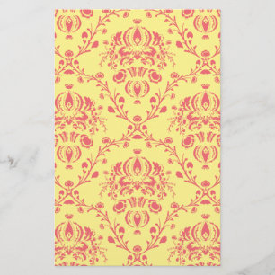 Butter and Cranberry Damask Stationery