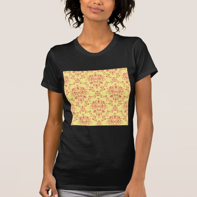 Butter and Cranberry Damask T-Shirt (Front)