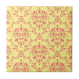 Butter and Cranberry Damask Tile