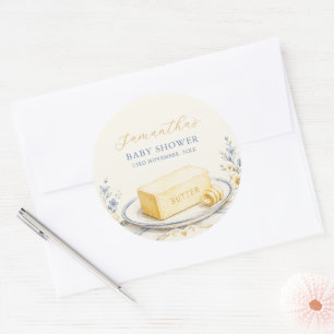 Butter Baby Shower Elegant Classic Round Sticker