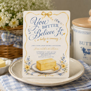 Butter Believe It Yellow Butter Baby Shower Invitation
