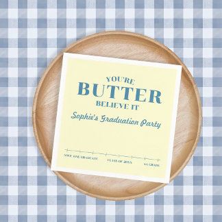Butter Believe It Yellow Grade AA 2026 Graduation Napkin