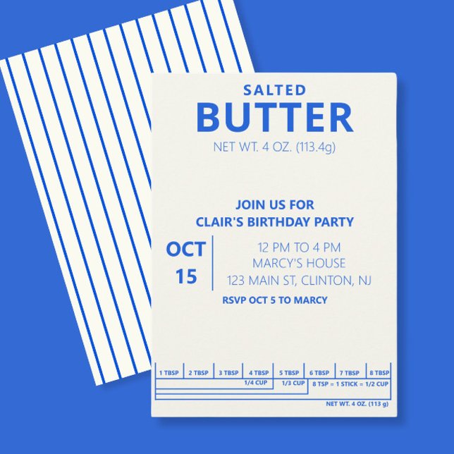 Butter Birthday Party Cooking party Invitation (Creator Uploaded)
