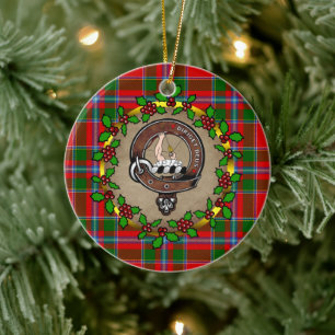 Butter Clan Badge & Tartan Personalised Xmas Ceramic Ornament