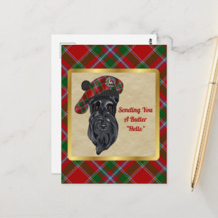 Butter Clan Badge & Tartan Postcard