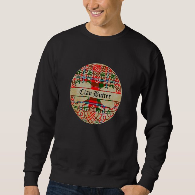 Butter Clan Tartan Tree of Life Scottish Surname Sweatshirt (Front)