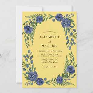Butter Cobalt Vine Wedding Invitation