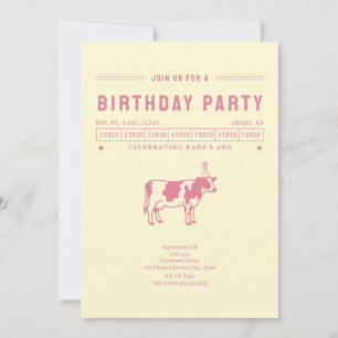 Butter Cow Pink Birthday Party Invitation