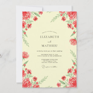Butter Crimson Blossom Wedding Invitation