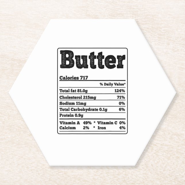 Butter Facts Ingredients Funny Foodies Thanksgivin Paper Coaster (Front)