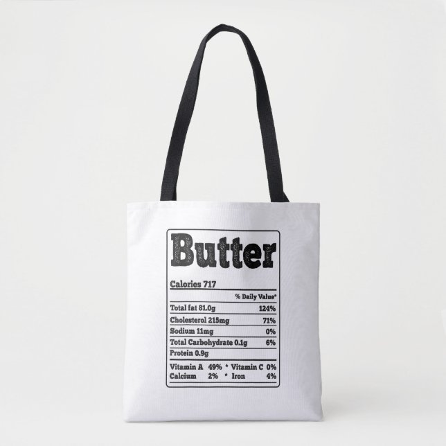Butter Facts Ingredients Funny Foodies Thanksgivin Tote Bag (Front)