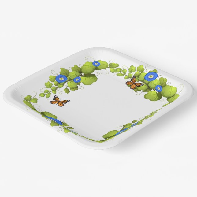 Butter Fly Garden Paper Plate (Angled)