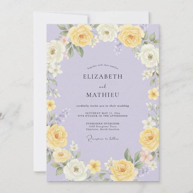 Butter Lavender Peony Wedding Invitation (Front)