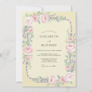Butter Lavender Rose Wedding Invitation