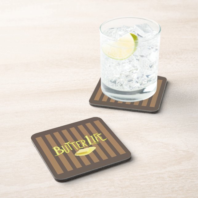 Butter Life Brown Stripes BG Coaster (Right Side)
