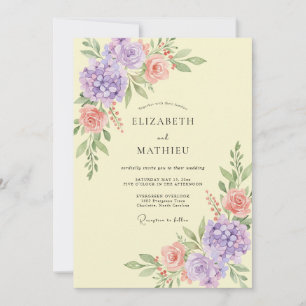 Butter Lilac Hydrangea Eucalyptus Wedding Invitation