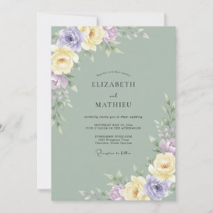 Butter Lilac Painted Wedding Invitation