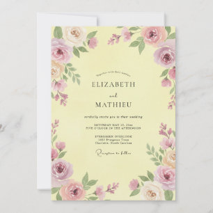 Butter Mauve Petal Wedding Invitation