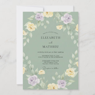 Butter Mauve Wreath Wedding Invitation