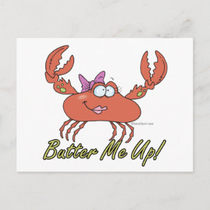 butter me up cute silly girl crab cartoon postcard