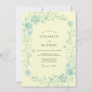 Butter Mint Watercolor Wedding Invitation