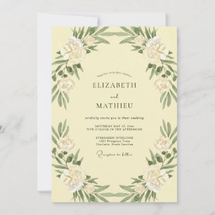 Butter Moss Peony Wedding Invitation