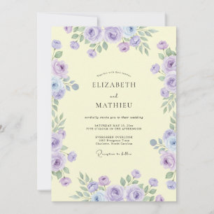 Butter Muted Lilac Peony Wedding Invitation