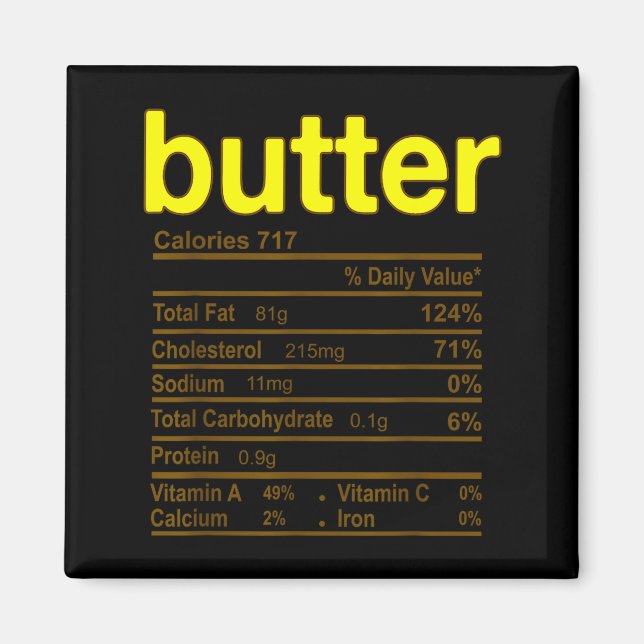 Butter Nutrition Facts Funny Thanksgiving Christma Magnet (Front)