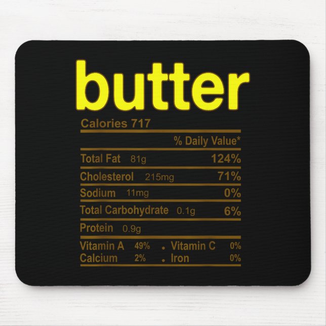 Butter Nutrition Facts Funny Thanksgiving Christma Mouse Pad (Front)