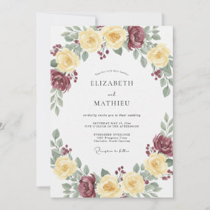 Butter Plum Rose Wedding Invitation
