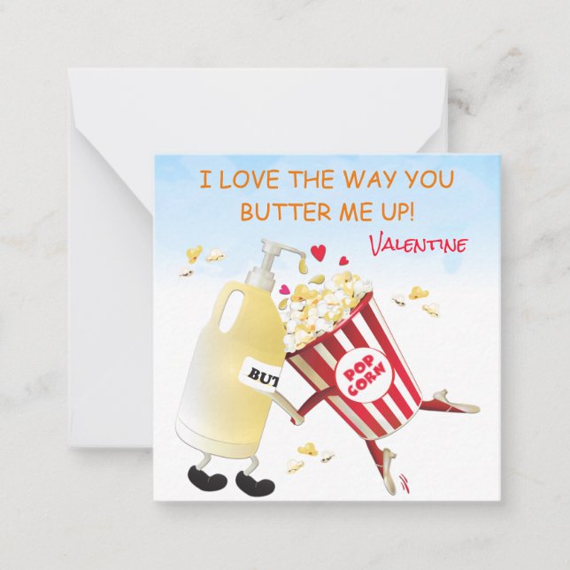 Butter Popcorn Funny Pun Couple Valentine Card (Front)