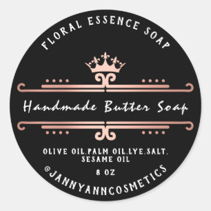 Butter Soap Cosmetics Black Rose Royal Crown Classic Round Sticker