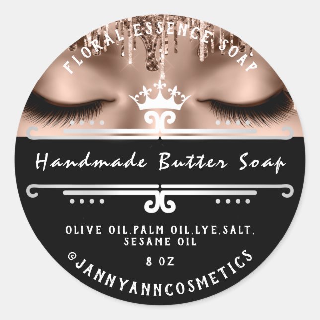 Butter Soap Cosmetics  Grey Royal Lashes Drips Classic Round Sticker (Front)