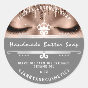 Butter Soap Cosmetics Grey Royal Princess Eyelash Classic Round Sticker