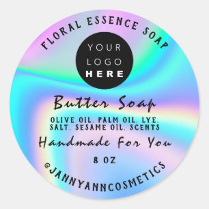 Butter Soap Cosmetics Handmade Holographic Logo Classic Round Sticker