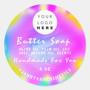 Butter Soap Cosmetics Logo Holograph Pink Beauty Classic Round Sticker