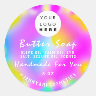 Butter Soap Cosmetics Logo Holograph Pink Unicorn Classic Round Sticker