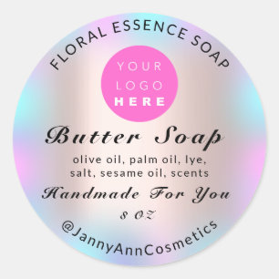 Butter Soap Cosmetics Product Handmade Pink Logo Classic Round Sticker
