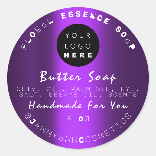 Butter Soap Cosmetics Unique Handmade Purple Logo Classic Round Sticker (Front)