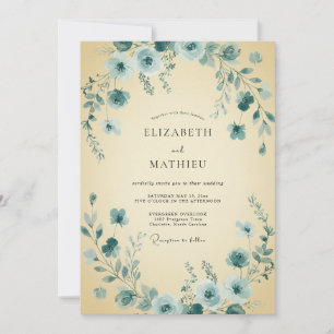 Butter Steel Vine Wedding Invitation