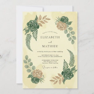 Butter Terracotta Foliage Eucalyptus Wedding Invitation
