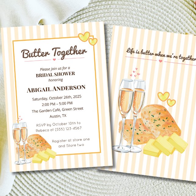 Butter Together Bridal Shower Butter & Bread Theme Invitation (Creator Uploaded)