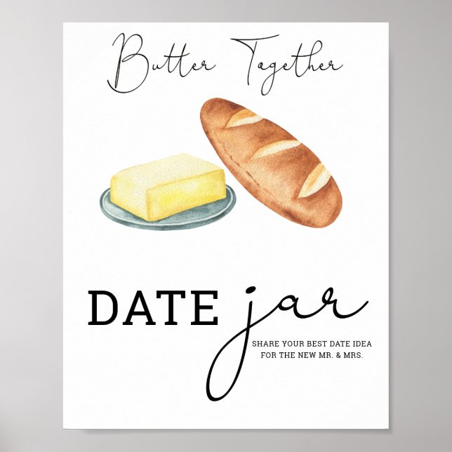 Butter Together Bridal shower Date jar bridal game Poster (Front)