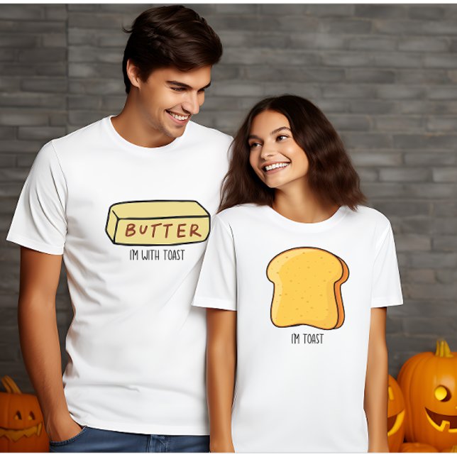 Butter up Halloween I'm with toast funny couples T-Shirt (Creator Uploaded)