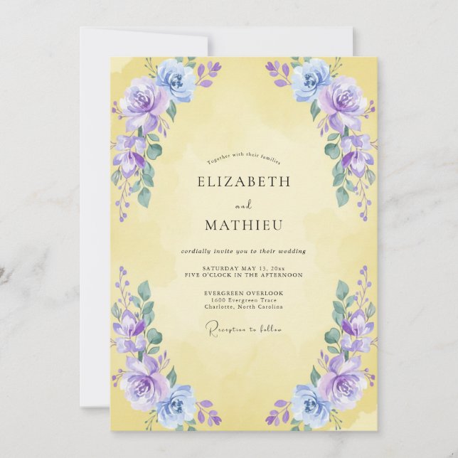 Butter Violet Bloom Wedding Invitation (Front)