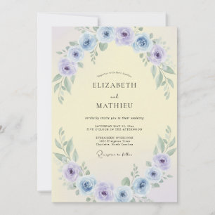 Butter Violet Ranunculus Eucalyptus Wedding Invitation