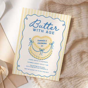 Butter With Age Coquette Churning Birthday Party Invitation